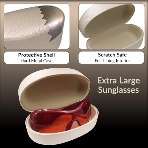 Image of MyEyeglassCase - Large Sunglasses Case - Glasses Holder with Pouch & Cloth - Eyeglass Hard shell Medium - Extra Large frames