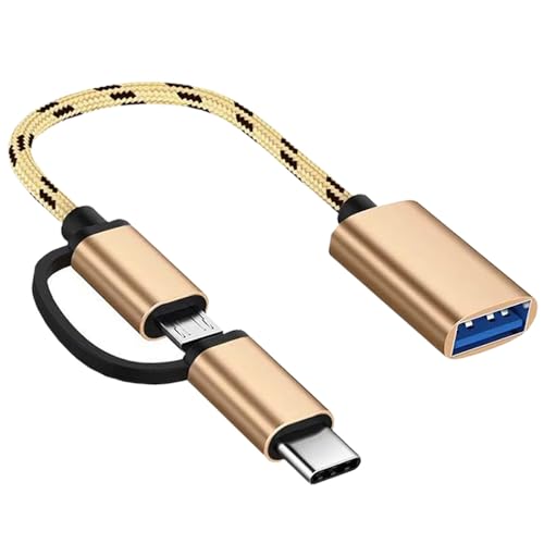 Sooiiyu 2-in-1 USB C/Micro to USB Adapter,USB C to USB,Micro to USB OTG Adapter Cable,Compatible with Samsung Galaxy S21 S22 S23 Note 20/10 A53, Google Pixel and More Android Devices, Gold