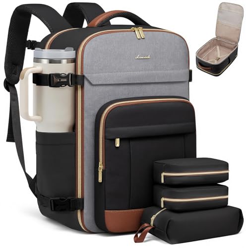 Image of LOVEVOOK Travel Backpack for Women & Men - 17.3 Inch Carry On Backpack & Personal Item Backpack for Airlines, Spacious and Durable Design, with 3 Packing Cubes
