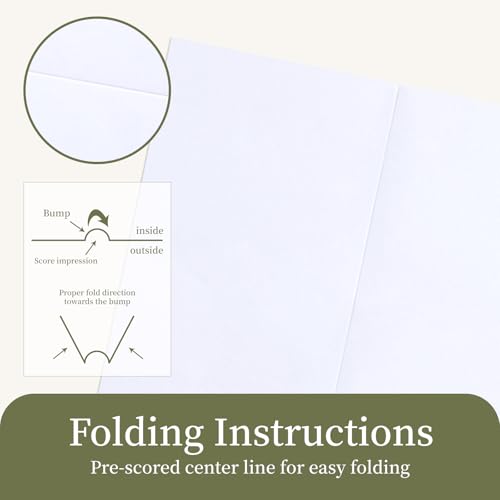 Image of Blank Tent Cards Printable 3.5 inch x 11 inch 100 Sheets | Goefun White Place Cards for Table Setting 80 lb Pre-Scored Name Card for Meetings, Weddings & Events
