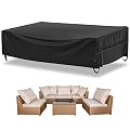 Velway Patio Furniture Cover Waterproof Outdoor Sectional Sofa Set Covers, All Weather Oxford Tear-Resistant Rectangular Table Chair Set Cover with Windproof Design, Large 126x63x28 Inch, Black
