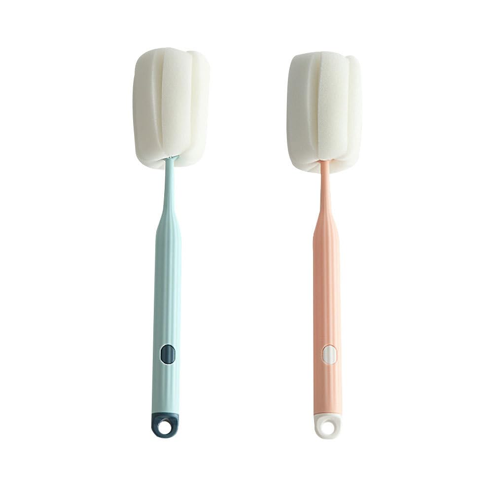 FOMIYES 2Pcs Bottle Brush Multipurpose Cleaning Brush with Extended Handle Soft Absorbent Head Portable Cup Cleaner for Baby Bottles and Dishwashing