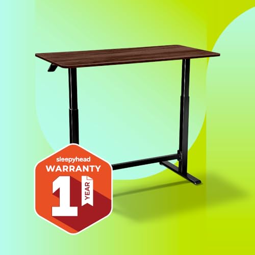 Image of Sleepyhead Lyft Designed by Duroflex - Height Adjustable Desk for Home Office & WFH | Portable Sit Stand Table with Hydraulic Lift, Wheels & Ergonomic Laptop Workstation (Black Base & Walnut Top)