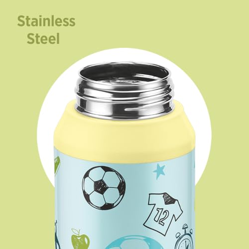 Image of Milton Steel Helio 900 Thermoware Water Bottle 600 ml with One Touch Safety Lock & Twin Lid Sip or Gulp, Long Hours Hot & Cold, Leak Proof, ISI Certified, PU Insulated, for Kids, School, Pastel Yellow