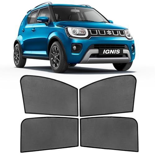 Image of Autostory Custom Fit Black Mesh Car Sunshade for Maruti Ignis| UV & Heat Protection Car Window Curtains | Privacy Car Sun Shade | Breathable Vehicle Specific Side Window Shades