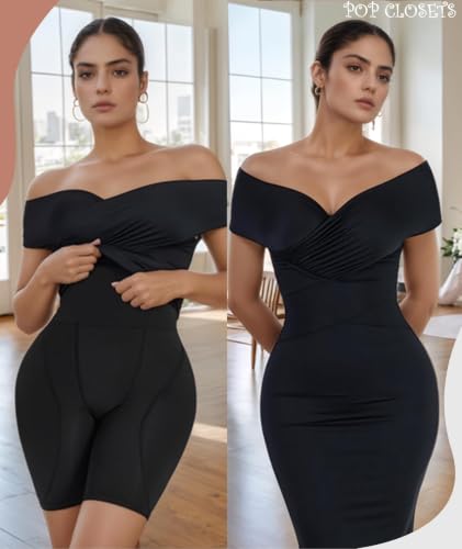 Image of POP CLOSETS Womens Hip Pads Shapewear Butt and Hip Enhancer Shapewear | High Waisted Shapewear Tummy Control, Shapewear Shorts with Hip Pads for Hip Enhancement, Butt Lifting, Seamless Under Dress