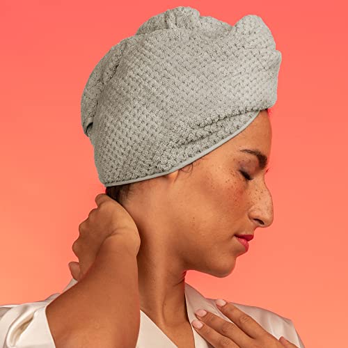 Ub-Store Luxury Grey Microfiber Hair Towel Wrap - Ultra Absorbent, Quick Dry & Soft Head Turban - For All Women & All Hair Types, Drying Curly, Wet Long & Thick Hair #TOP4