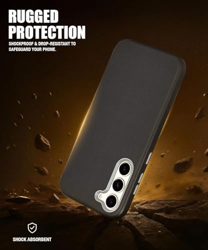 Image of WOW IMAGINE Back Cover for Samsung Galaxy S23 5G | Shockproof Tough Leather Texture Hard Mobile Case | Ultra Slim Non-Slip Grip | Inner Velvet Fabric | Metal Camera Ring - Black