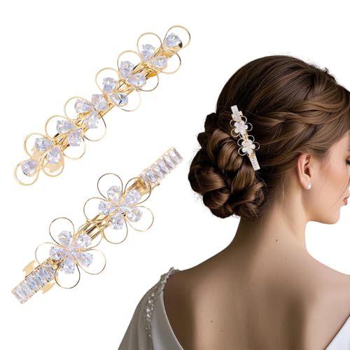 Pinzas para cabello doradas con cristales, pack 2 piezas miniatura 1