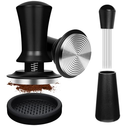 Haelyze Kaffee Tamper 51mm, Espresso Tamper 51mm, Kaffeetamper und Verteilerwerkzeug mit feinen Nadeln, Siebträger Maschine Zubehör für Barista Espresso