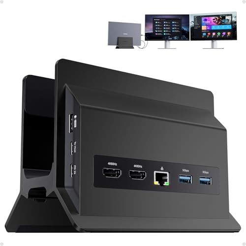 USB C Laptop Docking Station Dual Monitor, 11 in 1 Vertical Dock with 2 HDMI 4K, 3 USB A/C 10Gbps...