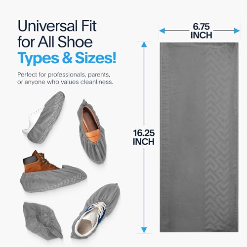 Image of Premium Boot & Shoe Covers Disposable Booties - 50 Pack - Durable, Non-Slip, Non-Toxic, Water Resistant, Recyclable Protectors for Indoor & Outdoor - Large Size Fits Most Shoes