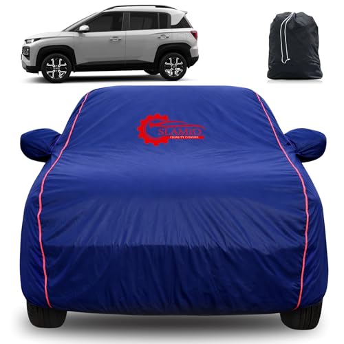 Image of 100% Waterproof Car Cover for Hyundai's Exter 2023-2026 | All-Weather, Dustproof & UV Protection | Heavy-Duty 3-Layer Fabric | Custom Fit with Mirror & Antenna Pocket | Navy Blue