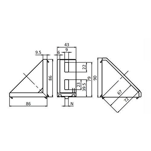 Winkel 90 B-Typ Nut 10 mit Befestigungssatz, 9,53 Winkel 90 B-Typ Nut 10 mit Befestigungssatz, 9,53