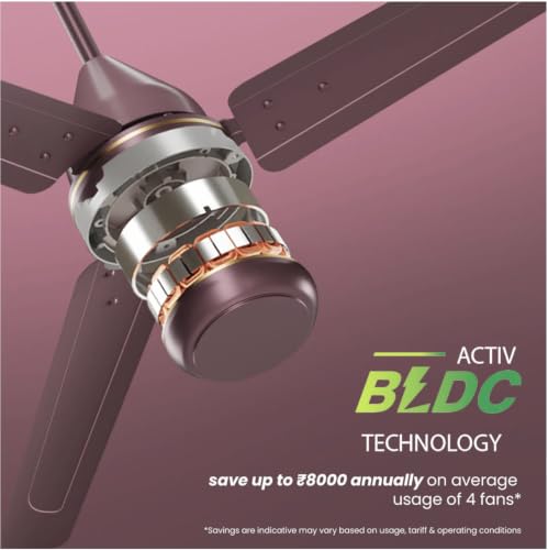 Image of Crompton Energion Elevate 1200mm BLDC Ceiling Fan | Remote Control | 32W Energy Efficient | 5-Star Rated | 350 RPM High Speed | Silent Ceiling Fan | Pack of 1 | 3-Year Warranty
