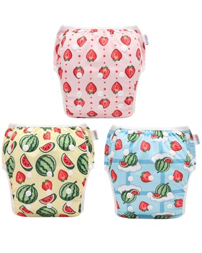 Image of ALVABABY Swim Diapers 3pcs Baby Toddler Snap One Size Reusable Adjustable Baby Boys' Swim Diapers for Swimming Lessons 3SWY76