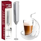 EZBASICS Milk Frother Wand, Handheld Milk Frother Drink Mixer, Electric Whisk Foam Maker for Coffee, Hot Chocolate, Matcha, Cappuccino, Lattes, Stainless Steel Whisk Coffee Enthusiasts Gift Silvery