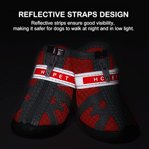 Image of KUTKUT Boots for Hot Pavement Hardwood Floor, Breathable Shoes for Small Medium Dogs, Reflective & Adjustable Strap Zipper, Anti-Slip Paw Protection Booties (Size: 5)