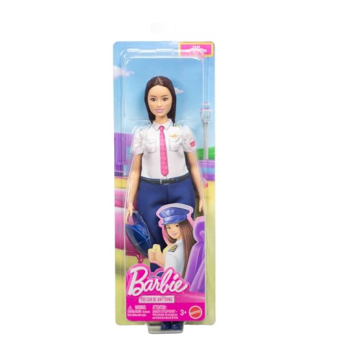 Image of Barbie Careers Pilot Fashion Doll Wearing Removable Look with Flight Uniform & Shoes, Plus Hat Accessory | Fashion Doll Wearing Removable Flight Uniform & Hat Accessory, Ages 3+