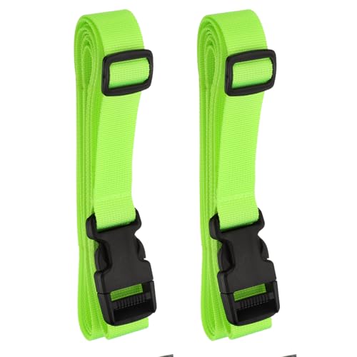 Image of HARFINGTON 2pcs Luggage Straps 1 inch x 118 inch Utility Luggage Connector Strap Nylon Adjustable Suitcase Belt with Buckle for Travel Outdoor Bag Luggage Packing Accessories, Fluorescent Green