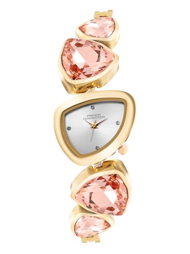 Image of French Connection Asymra Sunray Silver Dial with Crystal Bracelet Analog Watch for Women - FCN0205SGM