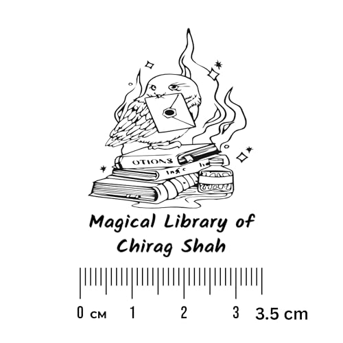 Image of Kunya Personalised Book Stamp with Your Name(3.5 cm Dia), customised for Stamping Books for Readers, Great Gift for booklovers, Kids, Teachers (Spell Cast Book)