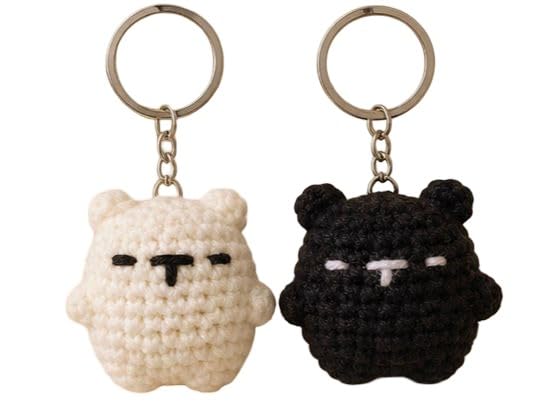 Crochet Bear animal Keychain Handmade Amigurumi Plush Charm Black and White, Set of 2-image-22