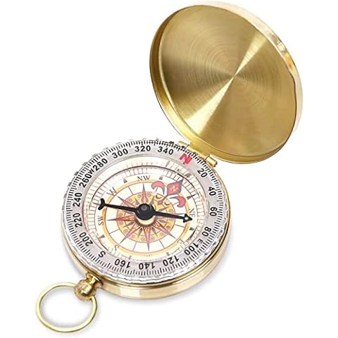Eidyer Compass for Navigation, Vintage Pocket Compass with Luminous Function, Pure Copper Shell, Waterproof Military Compass for Camping/Orienteering/Hiking/Marching and Collection Cover