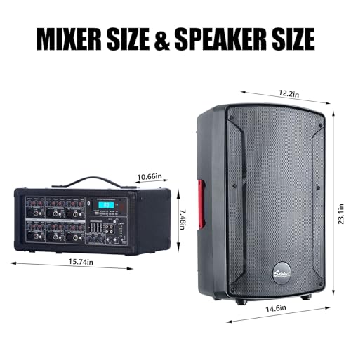 Image of EXOTON S-1202 12inch 2000W Bluetooth PA System with Powered Mixer Set