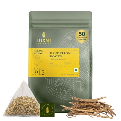 Luxmi Estates Pure Dandelion Root – Natural Herbal Infusion | 50 Plant-Based Biodegradable Bags (100g) | Single Ingredient | Caffeine Free | Detox & Liver Cleanse | Digestion Support | Immune Support