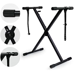 The ONE Single-X Keyboard Stand, Pre-Assembled X-Style Keyboard Stand with Locking Straps & Quick Release Mechanism, Adjustable Piano Stand