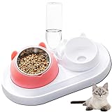 👍【SICHERHEITSMATERIAL】 :3 in 1 Katzenfütterungsschüssel im Kombinationsdesign aus hochwertigem PP/PET/AS-Material in Lebensmittelqualität,geruchlos,schadet der Gesundheit von Haustieren nicht,abnehmbare Katzennäpfe und Wasserflasche erleichtern die Reinigung,nicht Rasse Bakterien,es füttert Ideal für Haustiere.