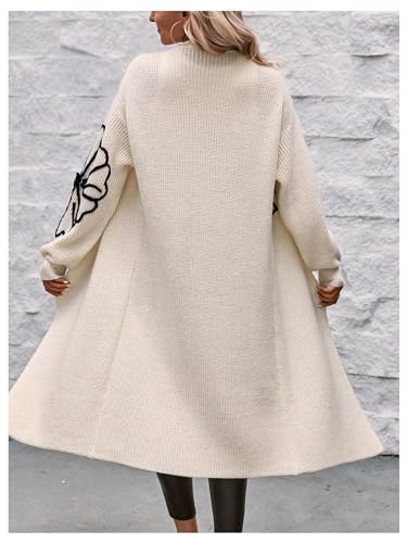 Verdusa Women's Floral Print Loose Open Front Long Knit Cardigan Casual Sweater Coats2