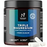 Magnesium Komplex hochdosiert | Magnesium Bisglycinat, Citrat & Malat | 442 mg pro Tagesdosis | Mit Vitamin B1, B5, B6 & C | 150 Kapseln | 3 Monate Vorrat | NATNATURA