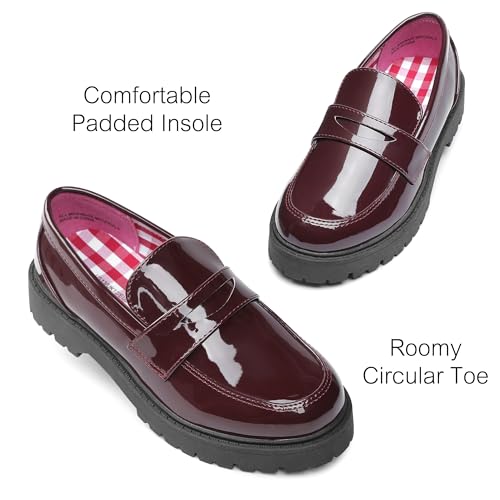 MIXIN Girls Loafers School Uniform Slip On Dress Shoes Chunky Platform Flats for Little Kid/Big Kid4