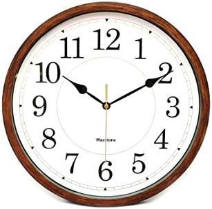 Classic Oak Rustic Farmhouse Wall Clock, Wood-Simulated Vintage Bronze, Complete Quite Non-Ticking Silent Sweep Quartz Movement, Antique Style, 12.6 inch. Diameter, Plastic Frame, ABS Glass Front