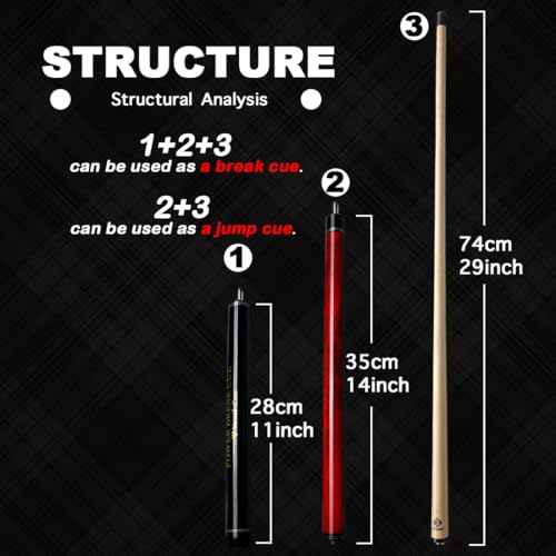 Taco de billar 3 piezas, maple, punta 13.5 mm, 21 oz miniatura 5