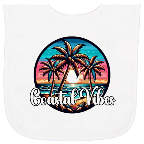 inktastic Tropical Vacation Coastal Vibes Quote Baby Terry Cloth Bib