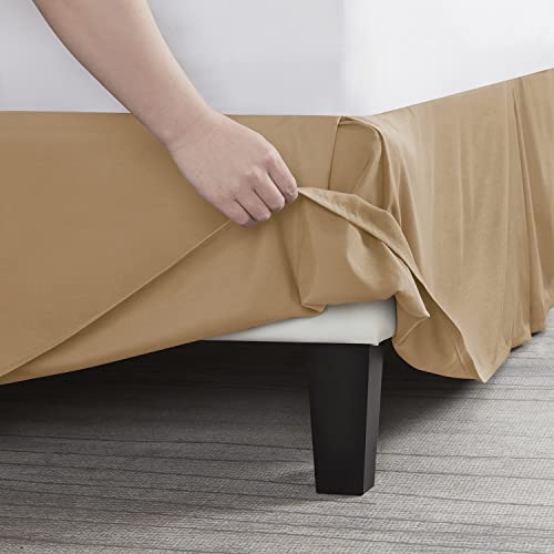 Image of Nestl Light Brown Twin XL Bed Skirt - Twin XL Size Bed Skirt 14 Inch Drop - Brushed Microfiber Bed Skirts - Hotel Quality Pleated Bed Skirt - Shrinkage & Fade Resistant