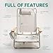 SUN'Y Escapes Backpack Beach Chair - Made w/Ocean Bound Plastics, Customizable w/MOLLE Accessories, Ultra Lightweight, Low-Seat Natural Comfort, Durable, Rust Free & Waterproof - Seashell White