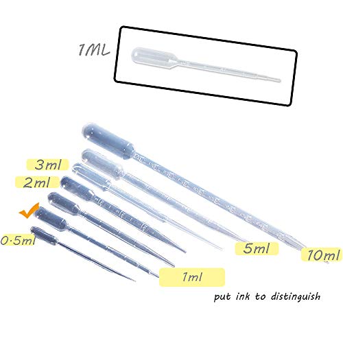 Image of 300PCS 1ml Disposable Plastic Clear Liquid Dropper Transfer Pipette Eye Droppers,Volumetric Pipettes,Essential Oils Pipettes (Pack of 4)