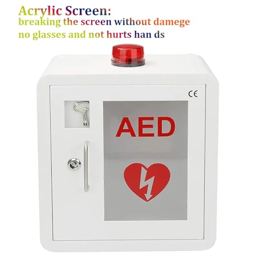 Armario desfibrilador AED - Caja de almacenamiento montada en la pared con luz y alarma para desfibrilación cardíaca en oficinas, hogares de ancianos y espacios públicos