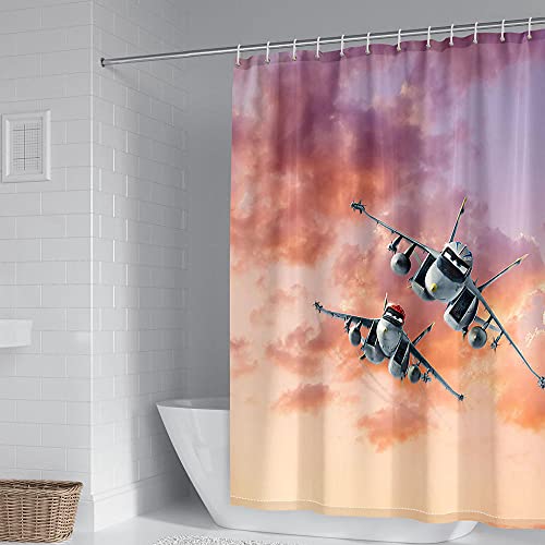 ZDDWLDL 4-Teilig Duschvorhang Set Mit Rutschfesten Teppichen Toilettendeckel Und Badematte Wasserdicht Farbfest Schimmel… – Bild 4