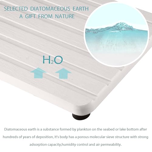 Image of NiuYichee 2 PCS Water Absorbent diatomite Coasters, 9.5 inch x 4 inch Water Absorbing Stone Tray for Sink, Stone Drying mat for Kitchen Counter, Stone soap Tray Used for Hand Soaps & toiletries & Plants