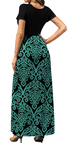 Image of DB MOON Womens 2026 Summer Maxi Dresses Casual Short Sleeve Empire Waist Spring Long Dress with Pockets