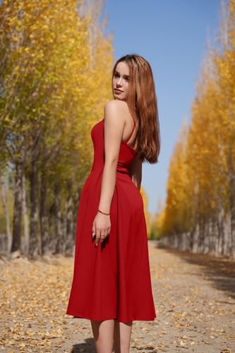 Image of Memoriesea Women's Elegant Square Neck Swing A Line Wedding Evening Party Midi Dress