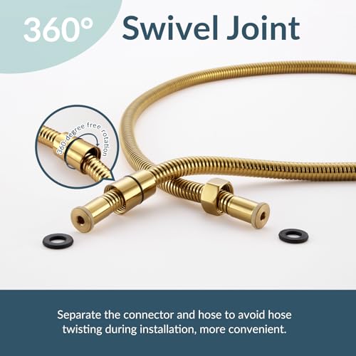 Flexible Shower Hose 59-Inch, APLusee Stainless Steel Replacement Shower Hose with Swivel Brass Adapter, for Shower Head/Bidet Handheld Sprayer Wand 4.9ft, Gold