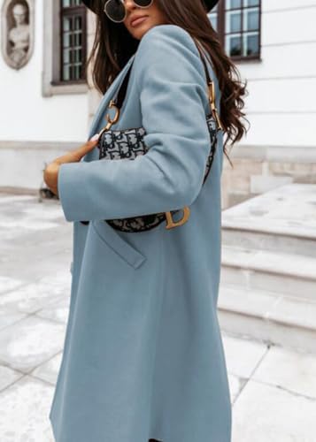 chouyatou Women's Winter Wool Coat Shawl Collar Business Casual One Button Midi Long Pea Coat3