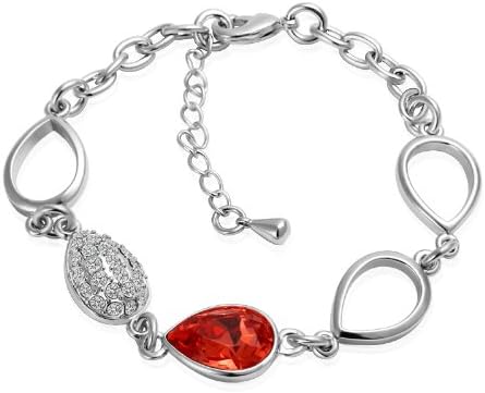 Beautiful Rhodium Plated Bracelet with Swarovski Elements- Tangerine - B00EDA4JKK