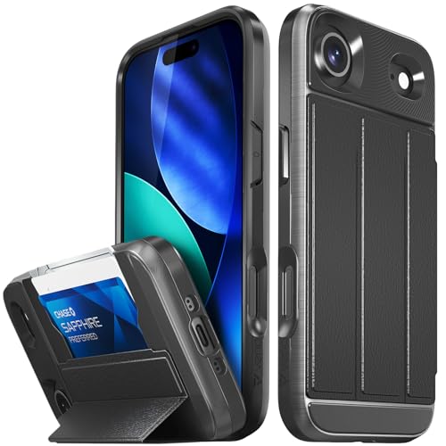 VENA vCommute iPhone Air Wallet Case [Military Grade Drop Protection] Flip Leather Cover Slot Card Holder with Kickstand for iPhone 17 Air Black